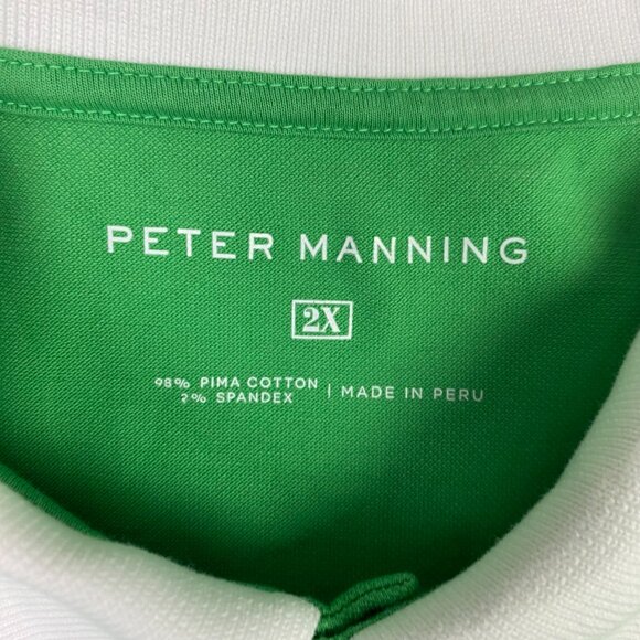 Peter Manning Polo Shirt Men's 2X Green White Preppy Tennis golf Stretch - Picture 5 of 9